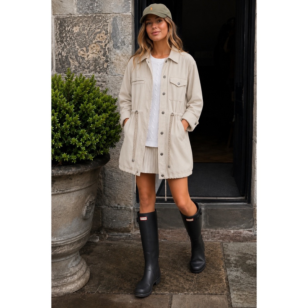 Anthropologie Women's Manto Utility Jacket XS Cream Lyocell Drawstring